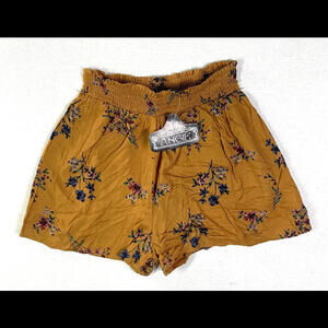 NWT Angie Floral Shorts Burnt Orange Elastic Waist Boho Size Small